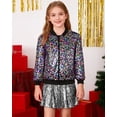 thumbnail image 3 of CARETOO Girls' Sequin Bomb Jacket Shiny Set Long Sleeved Zipper Bright Color for Girls' Kid Birthday Concert Varsity Jacket, 3 of 7