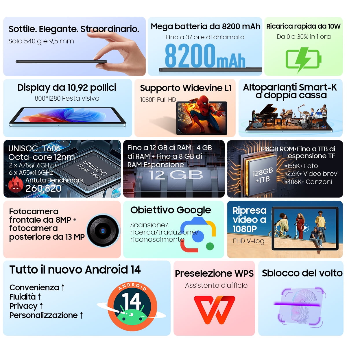 Tablette Android 15 Blackview - 10 Pouces, 12Go RAM, 128Go, WiFi 6, Batterie 5100mAh - Pour Gaming Et Multimédia - 3