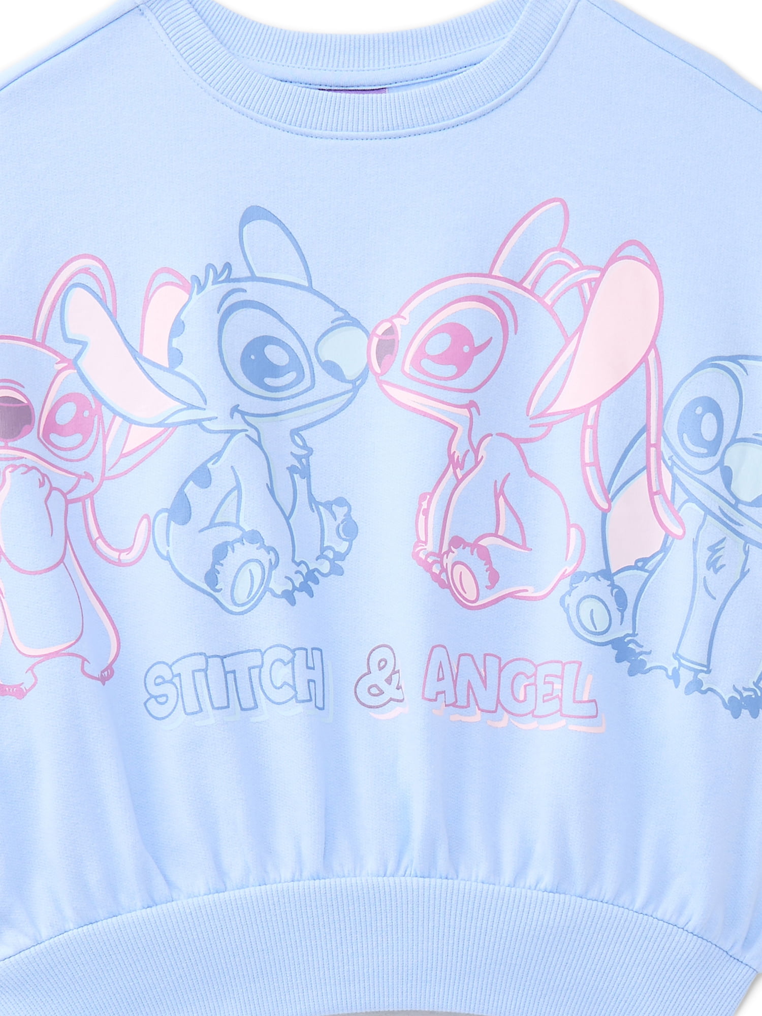 Disney's Stitch and Angel Girls Graphic Fleece Crew Pullover, Sizes 4-16