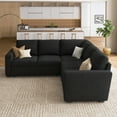 thumbnail image 6 of HONBAY Convertible Linen Upholstered Sectional Sofa Sleeper Pull-Out Sofa Bed with Storage for Living Room Furniture Sets, Velvet Black, 6 of 8