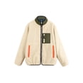 thumbnail image 4 of hirigin Men Lamb Fleece Jacket Contrast Color Casual Loose Warm Long Sleeve Zip Up Jacket for Outwear Streetwear, 4 of 7