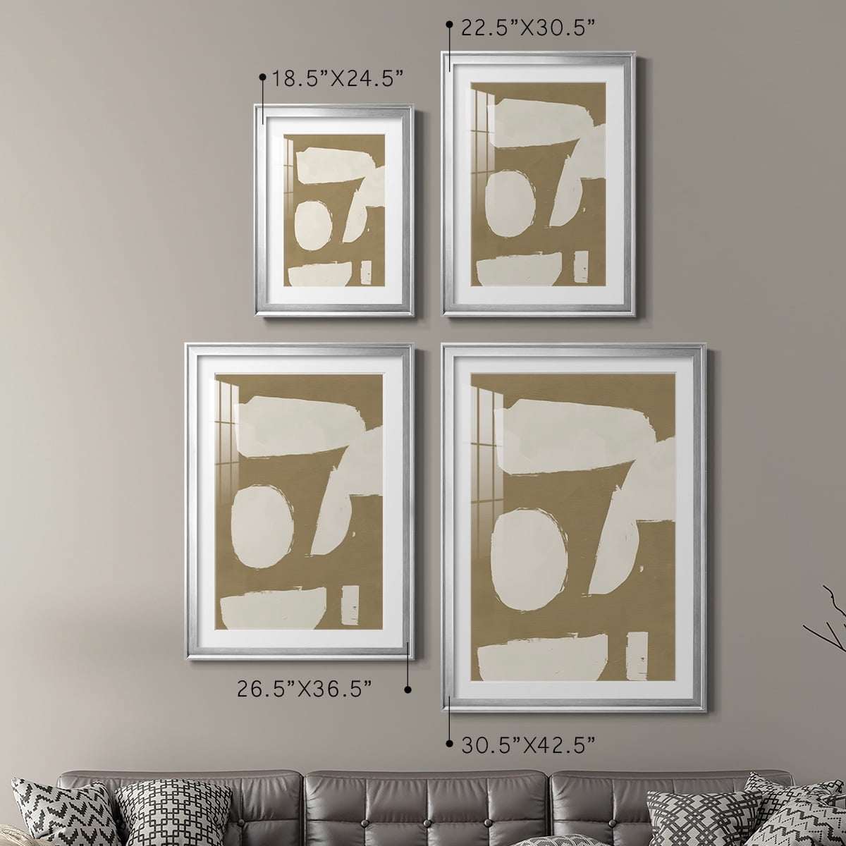 Wexford Home Chunky Abstract I Premium Framed Print, 22.5" x 30.5" - Ready to Hang, Silver (Set of 2)