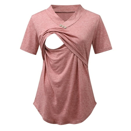 

Maternity Clothes Womens Maternity Casual Short Sleeve Nursing Tops T-shirt Tunic For Breastfeeding