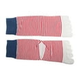thumbnail image 4 of Unique Bargains 1 Pair Five Toe Socks Soft Contrast Color Cuff Stripe Socks for Women Blue, White, Red, 4 of 6
