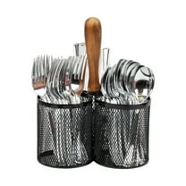 Mind Reader Utensil Holder, Silverware Organizer, Caddy, Metal, 7.5"L x 7.5"W x 9.75"Height, Black