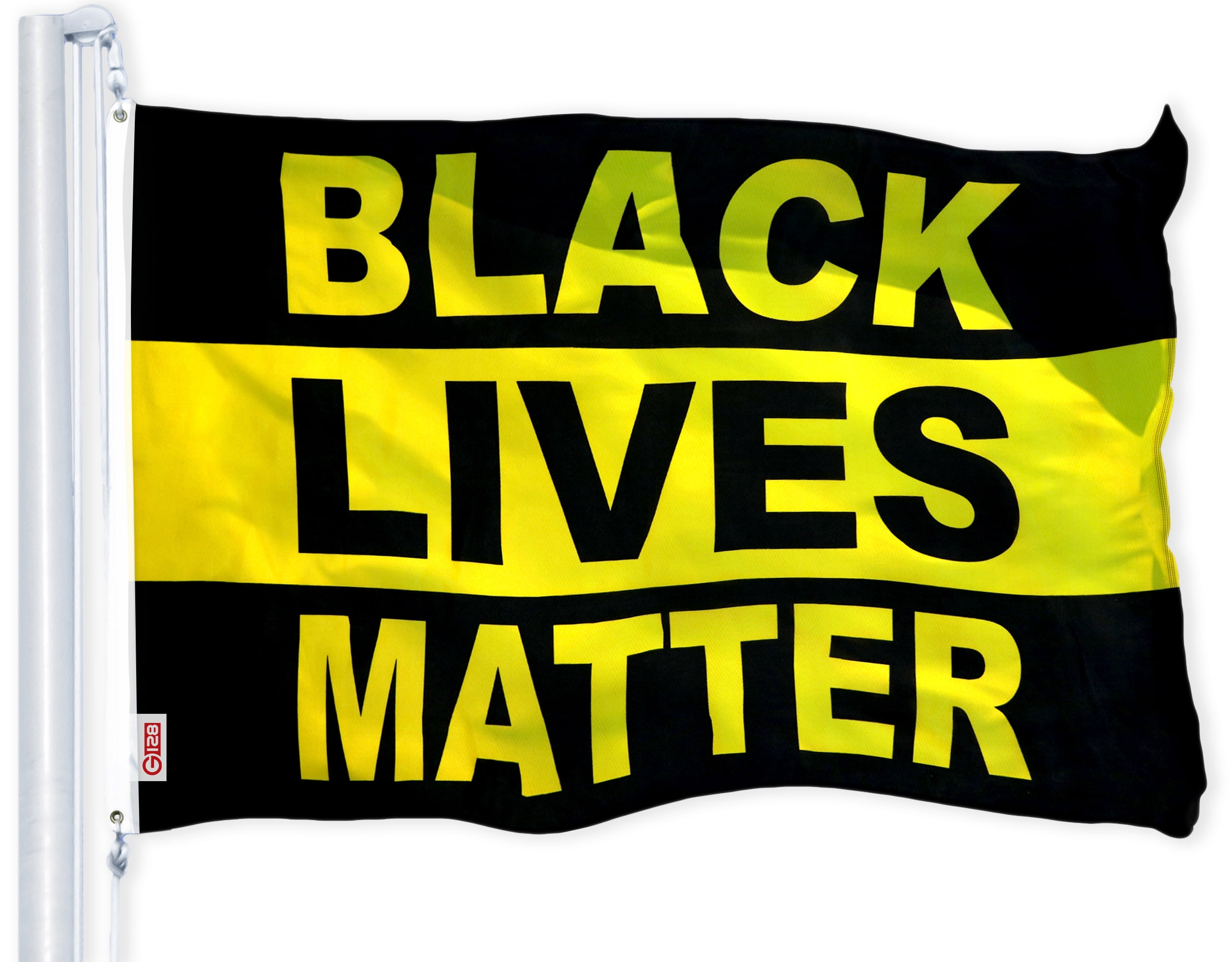 G128 Combo Pack: USA American Flag 3x5 Ft 150D Printed Stars & Black Lives Matter (Black/Yellow) 3x5 Ft 150D Printed
