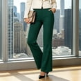 thumbnail image 5 of Women's High Waisted Dress Pants Bootcut Flare Leg Double Button Business Casual Work office Trousers with Pockets Stretchy Elegant Green, 5 of 6