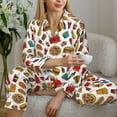 thumbnail image 6 of Fuzoiu Hot Dog Pizza Print Women's Long-Sleeved Pajama,Lounge Button Down Nightwear,Womens Notch Collar Pajama Set-Small, 6 of 7