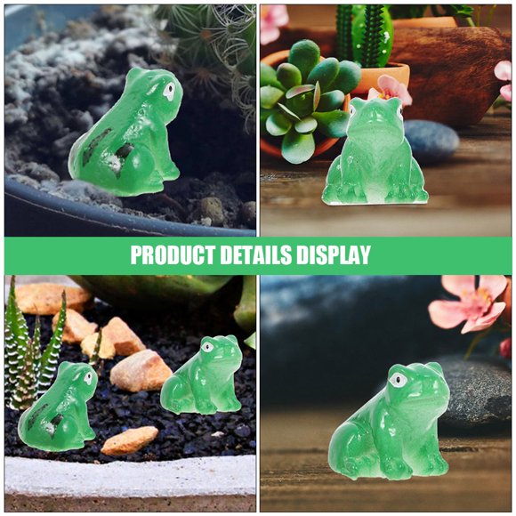 Tineasur 40Pcs Green Resin Frog Figurines for Aquarium Desk and Garden Micro Landscape Decorations