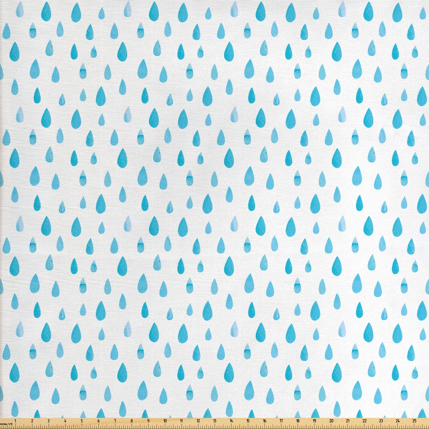 Blue and White Fabric by the Yard, Watercolor Drip Drops Pattern in