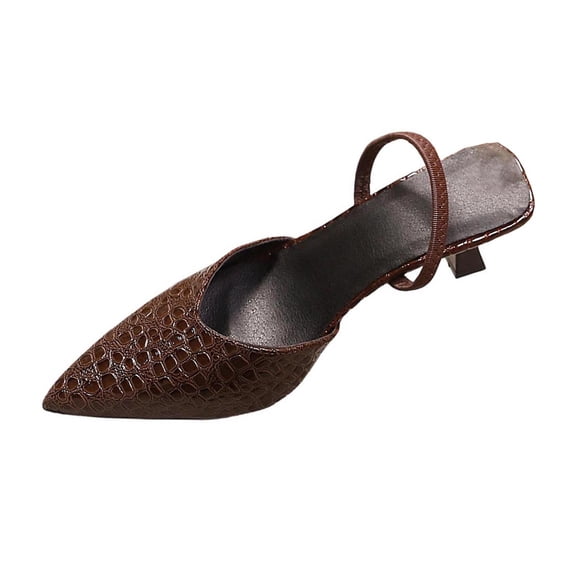 Xfvqtps Womens Embossed Pointed Toe Mules Slingback Block Heel Slides Fashionable Casual Dress Shoes for Office and Evening Wear