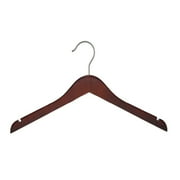 NAHANCO 17" Wooden Shirt Hanger, Low Gloss Mahogany (Pack of 100)