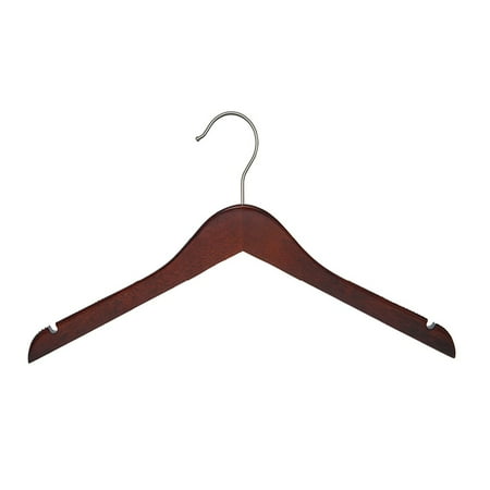 NAHANCO 17" Wooden Shirt Hanger, Low Gloss Mahogany (Pack of 100)