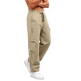 thumbnail image 5 of Aimik Men's Cargo Pants Utility Flap Pockets Drawstring Elastic Waist Trousers Lightweight Outdoor Workwear Bottoms for Hiking, 5 of 6