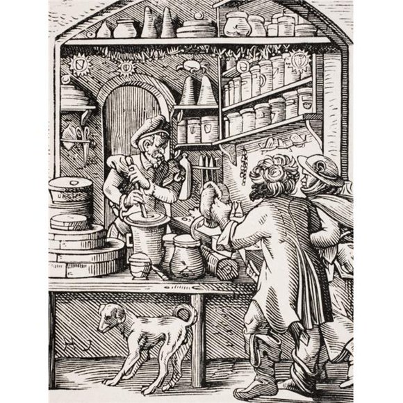 Posterazzi DPI1857961LARGE The Druggist 19th Century Reproduction of 16th Century Woodcut by Jost Amman Poster Print, Large - 24 x 32