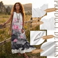 thumbnail image 6 of Xixirimido Ink Wash Lotus Flower Print Maxi Dress for Women Crewneck Sleeveless A-line Casual Dresses Summer Beach Vacation Long Dresses Flowy Sundress with Pockets, Size XXL, 6 of 7