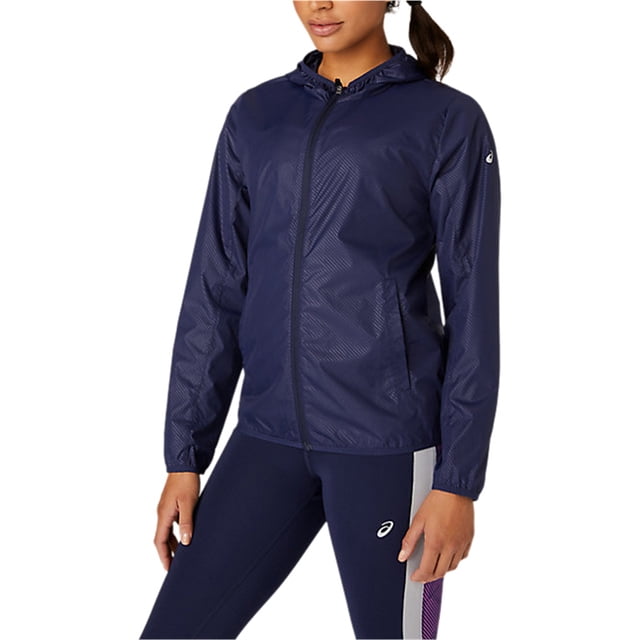 ASICS Chaqueta plegable para mujer, azul, mediana