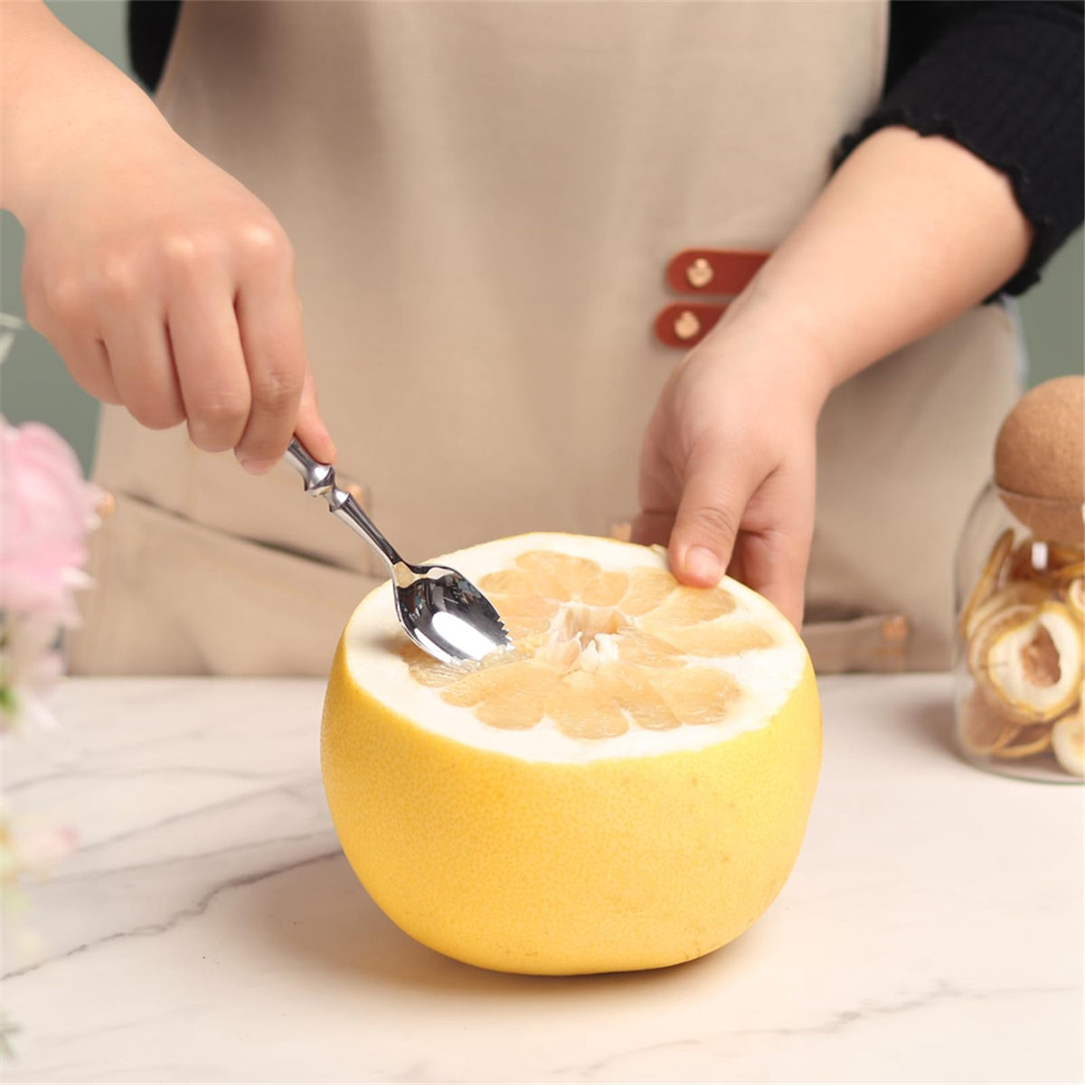 Cuillère à Pamplemousse Dentelée Acier Inoxydable 304 - Gadget Cuisine Pour Fruits, Crème Glacée, Mélange Boissons