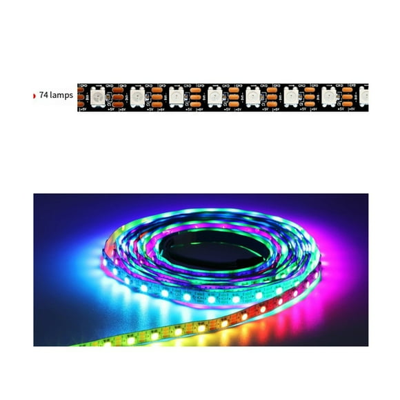 5m WS2812B LED Strip 5V 74 Pixel LEDs Individually Addressable IP20 Waterproof Flexible Tape Lamp Bar