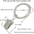 thumbnail image 2 of SURJDE 100 Pack Metal Curtain Rings with Clips, Curtain Hangers Clips, Drapery Clips with Rings, Drapes Rings 1 in Interior Diameter, Fits Diameter 5/8 in Curtain Rod, Matte Silver Color, 2 of 7