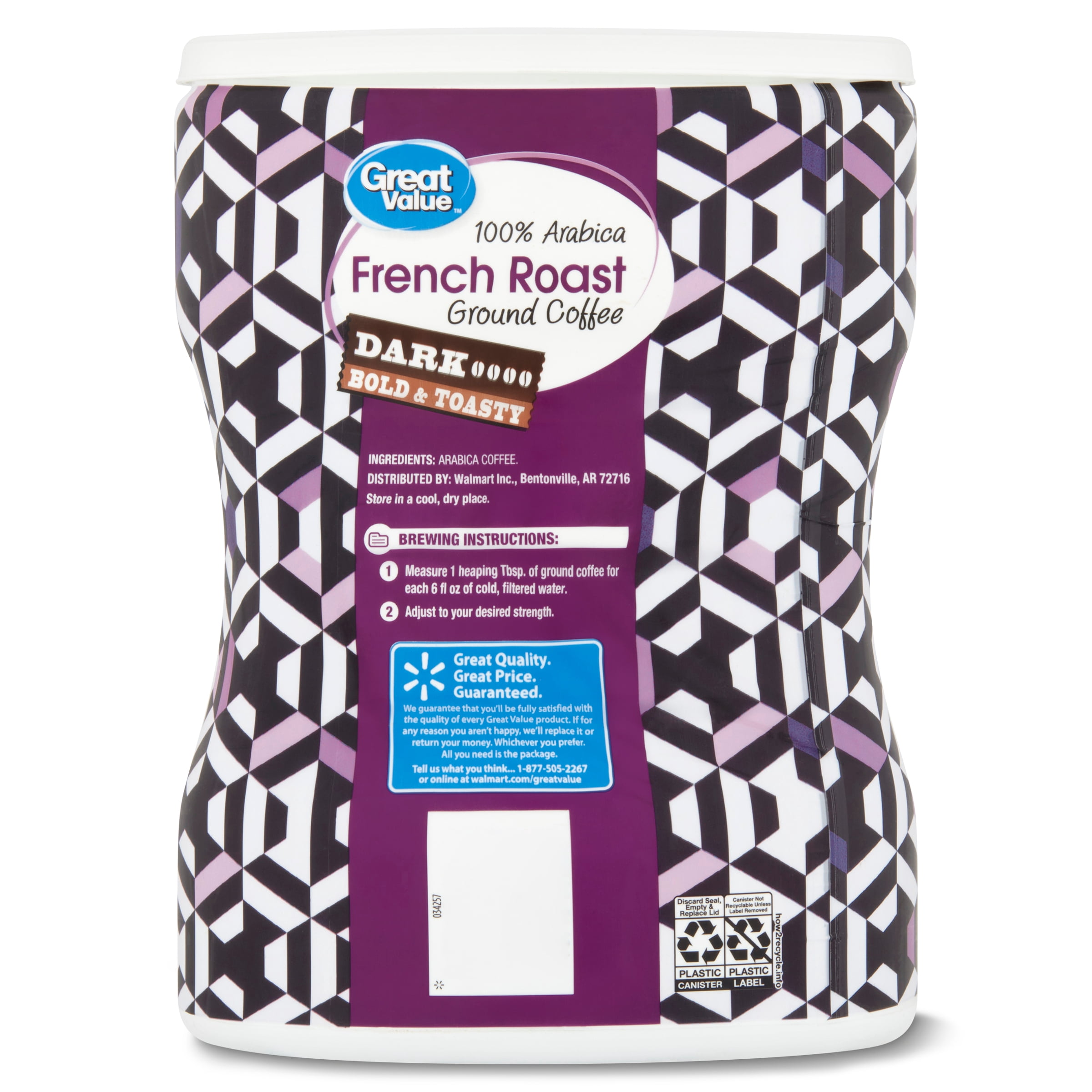Great Value 100 % Arabica French Roast Ground Coffee, Dark Roast, 24.7 oz