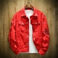 thumbnail image 4 of Mens Denim Jacket Qiggri Men's Vintage Solid Color Button Pocket Long Sleeved Denim Jacket, 4 of 9