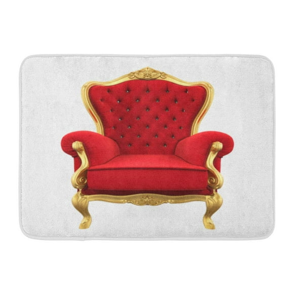 POGLIP Red King Throne Chair 3D Rendering Royal Queen Golden Armchair Seat Doormat Floor Rug Bath Mat 23.6x15.7 inch