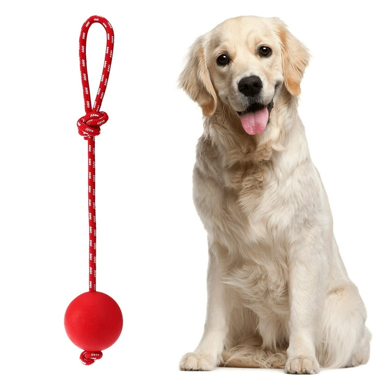 Nylon Cord Rope Toy Dog Ball with Solid Rubber for Dogs Red Walmart