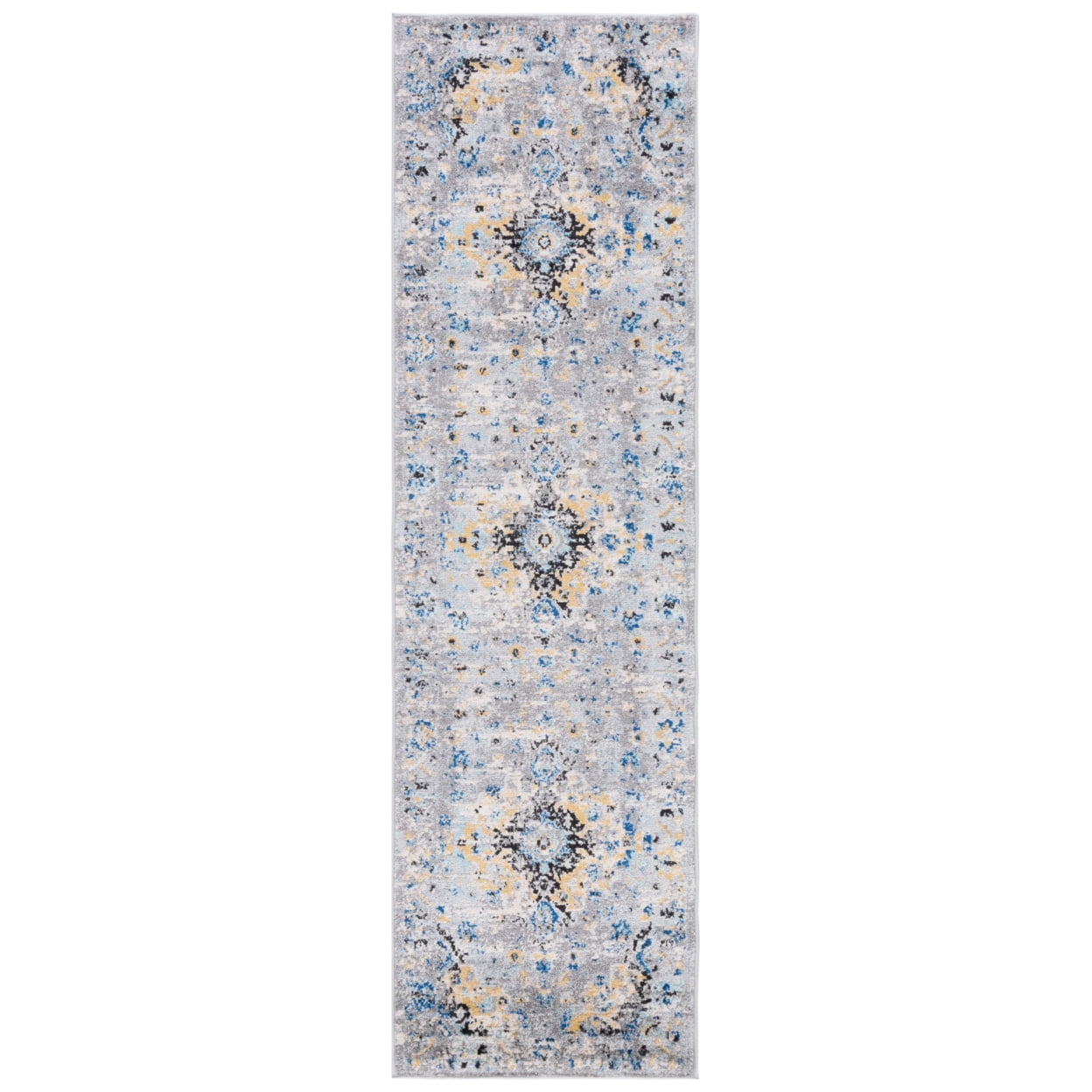 SAFAVIEH Madison Caden Floral Bordered Area Rug, Grey/Gold, 9' x 12'