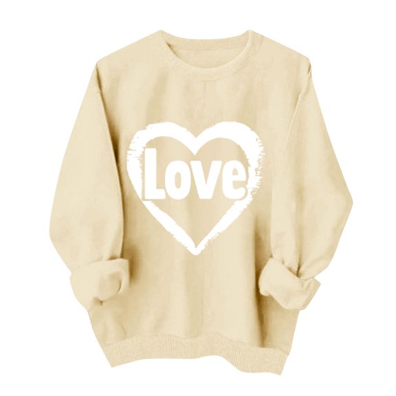 Uaswgudfs Women's Valentine's Day Crewneck Sweatshirt - Loose Fit Long Sleeve Casual Pullover with Brushstroke Heart Print, Valentine Graphic Top for Women