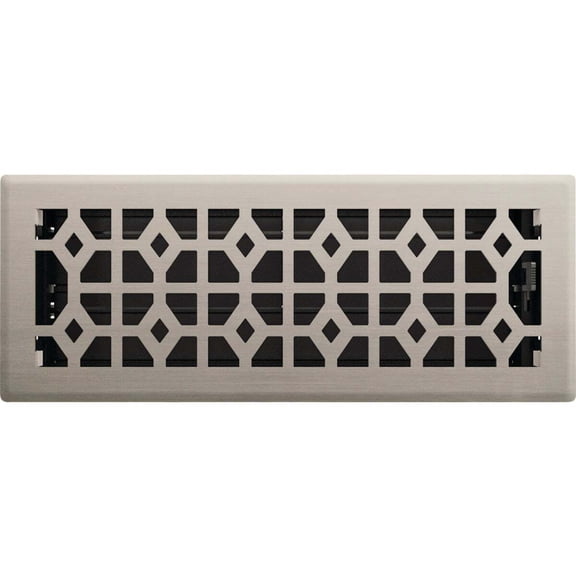 Imperial Signature Series Floor Register Brushed Nickel Steel - Adjustable - 4 x 12 In.