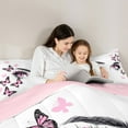 thumbnail image 4 of Manfei Chic Eye Eyelash 7pcs Bedding Comforter Set,Cartoon Butterfly Queen Bedding Sets,Pink White Black Queen Sheet Sets For Teens,Super Cozy Room Decor Reversible, 4 of 8