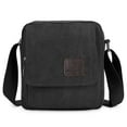 thumbnail image 2 of Spencer Mens Shoulder Sling Bags Canvas Crossbody Bag Vintage Messenger Business School Satchel Multi Zipper Pockets Bag (Black), 2 of 11