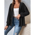 thumbnail image 4 of Chaquetas de Mujer de Color Liso, Larga, Frente Abierto, Chaqueta Regular Negro XL, 4 of 7