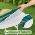 thumbnail image 5 of Teal Gold Wave Marble Pattern Round Fitted Tablecloth with Elastic Edge,Dining Table Cover Waterproof,Outdoor Round Tablecloth for Camping,Dining,Indoor and Outdoor, 5 of 7