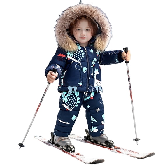 lnmuld Two Piece Boys Insulated Snowsuit Winter Thermal Outfit Windproof Outdoor Play Warm Gear for Toddlers and Children Size:3-4 Years