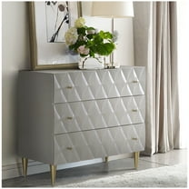 Anson Console Cabinet, Metallic Silver & Champagne Finish, Accent Storage for Living Room or Bedroom