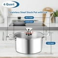 thumbnail image 6 of Coliware 6 QT Stainless Steel Stock Pot with Glass Lid , Cooking Soup Pot with 3-Ply Whole Clad for Home and Restaurant, Induction Cookware & Dishwasher Safe, 6 of 7
