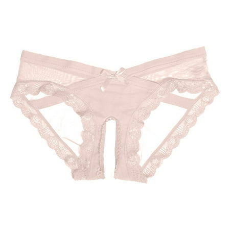 Womens Crotchless Underwear 1PC White Lace Underwear Seamless Thong Underwear for Women Cute Underwear M