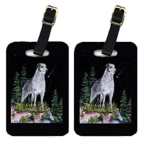 Starry Night Scottish Deerhound Luggage Tags Pair of 2