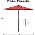thumbnail image 2 of Simple Deluxe 7.5ft Patio Umbrella Outdoor Table Market Yard Umbrella with Push Button Tilt and Crank Lift, 6 Heavy-Duty Ribs for Patio, Garden and Deck Use, Red, 2 of 7