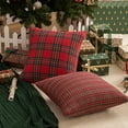 thumbnail image 4 of Pack of 2 Christmas Plaid Decorative Throw Pillow Covers Scottish Tartan Cushion Case for Farmhouse Home Holiday Decor Red and Green, 18 x 18 Inches, 4 of 6