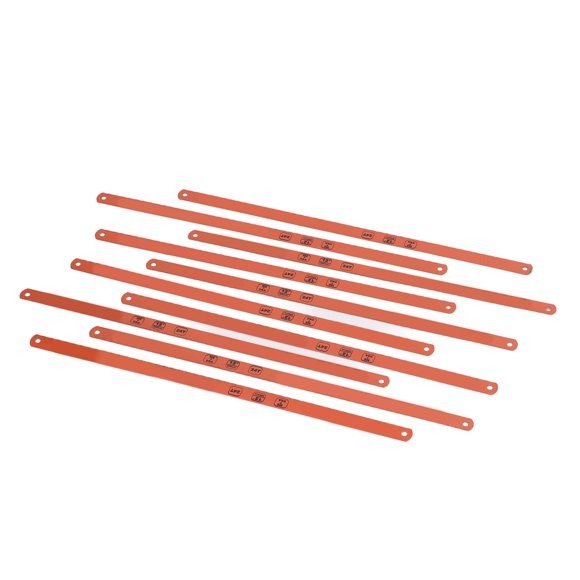 10-Piece 12-Inch High-Speed Steel Hacksaw Blades with 24 TPI for Precise Cutting of Metal, Wood, and Plastic Pipes, Durable and Long-Lasting Design.