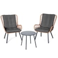 thumbnail image 4 of KAMEROUT 3 Piece Outdoor Bistro Set, Rattan Patio Furniture Set with Coffee Table & Gray Cushions for Lawn, Garden, Balcony, 4 of 7