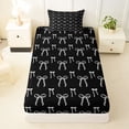 thumbnail image 3 of Erosebridal Cute Bows Bowtie Twin Sheet Sets For Kids,Cartoon Bowknot Pattern Bedding,White Black 3pcs, 3 of 6