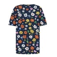 thumbnail image 4 of Lorytime Oversized Workout Shirts for Women Short Sleeve Shirt Square Neck Trendy Tops Floral Ruffle Basic Outfit Red XL, 4 of 5