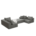 thumbnail image 5 of Modern Grey Chenille Upholstered Sectional Sofa Couch Set, 132" L-Shaped Modular Living Room Sofa with 6 Seats &amp; 6 Pillows, Foam Filled for Ultimate Comfort &amp; Easy Setup, 5 of 10