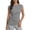 Gray, variant on Women's Ruched Wrap Cap Sleeve Tops, Crew Neck Asymmetrical Hem Slim Fit Top, Elegant Draped Casual Trendy Summer
