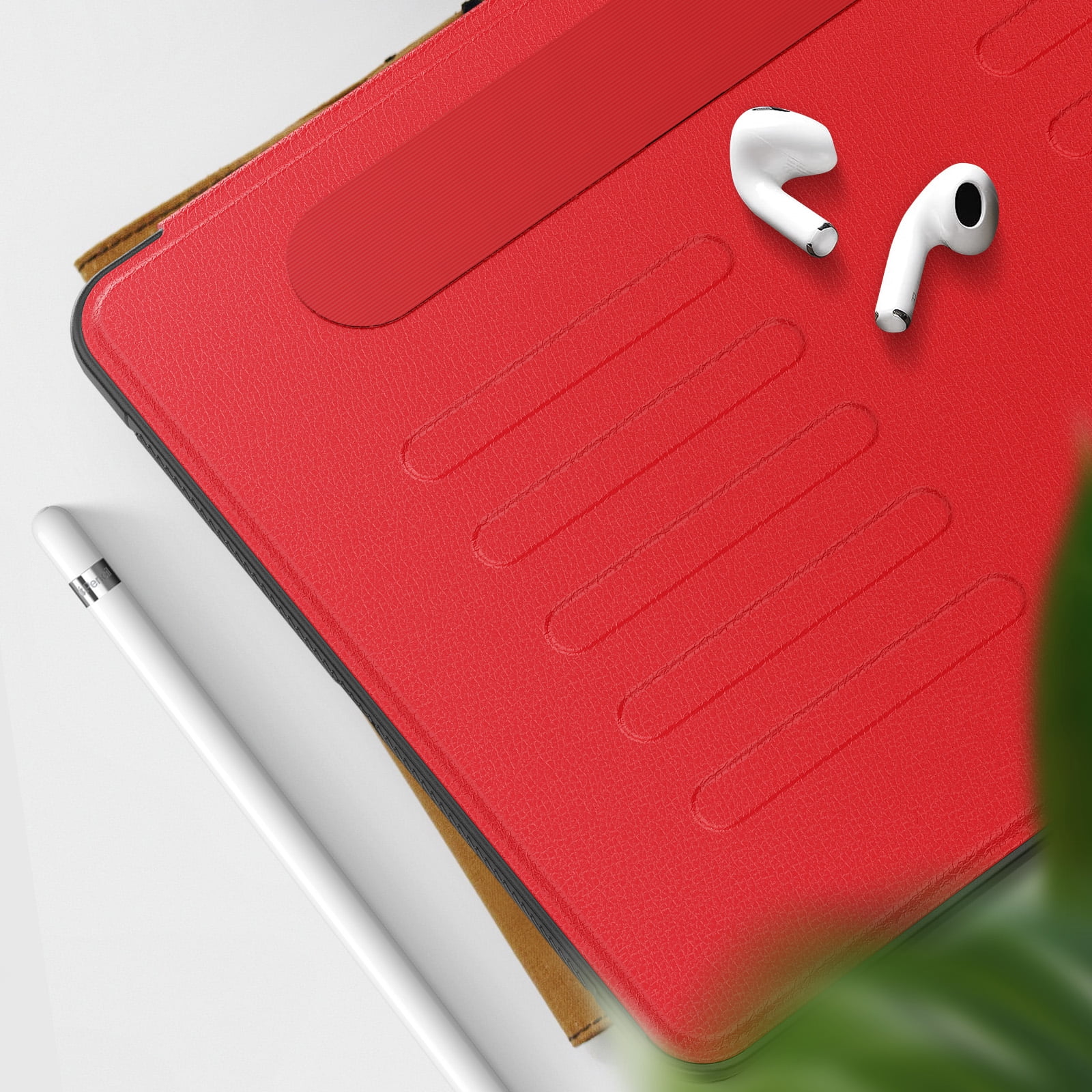 Business-Style Case for Apple iPad 10th Generation (2022) 10.9", Folio Heavy-Duty Case with Magnetic Stand /Pencil Holder /Auto Sleep Wake Function, PU Leather Protective Classic Cover, Red