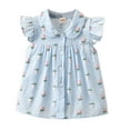 thumbnail image 2 of Styles I Love Baby Toddler Girl Flutter Sleeve Button Up Cotton Blouse Spring Summer Outfit (Blue, 100/18-24 Months), 2 of 3